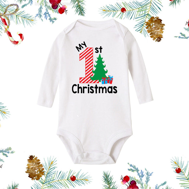 Christmas Newborn Baby White Long Sleeve Jumpsuit