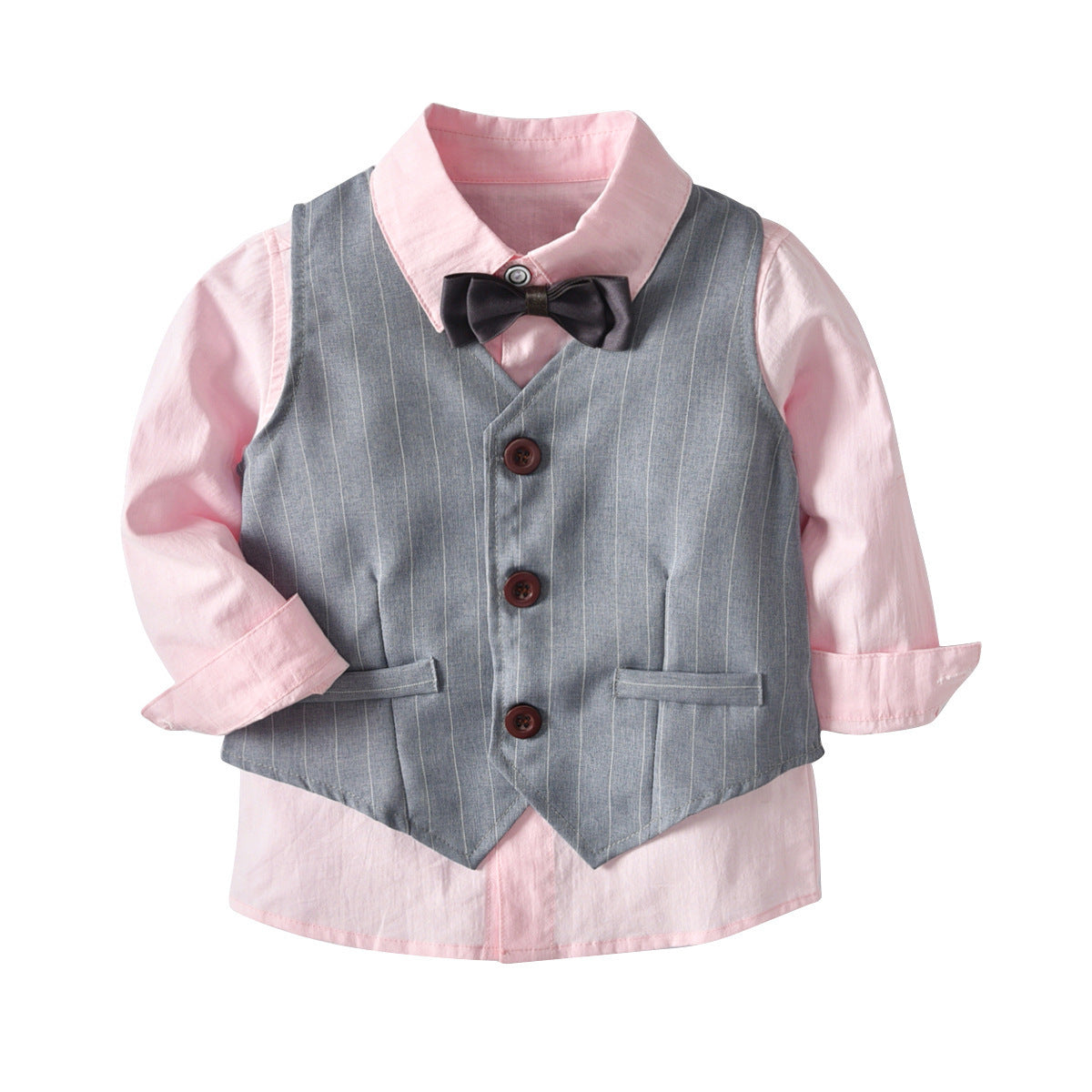 Boys Long Sleeve Shirt Vest Trousers Gentleman Bow Tie