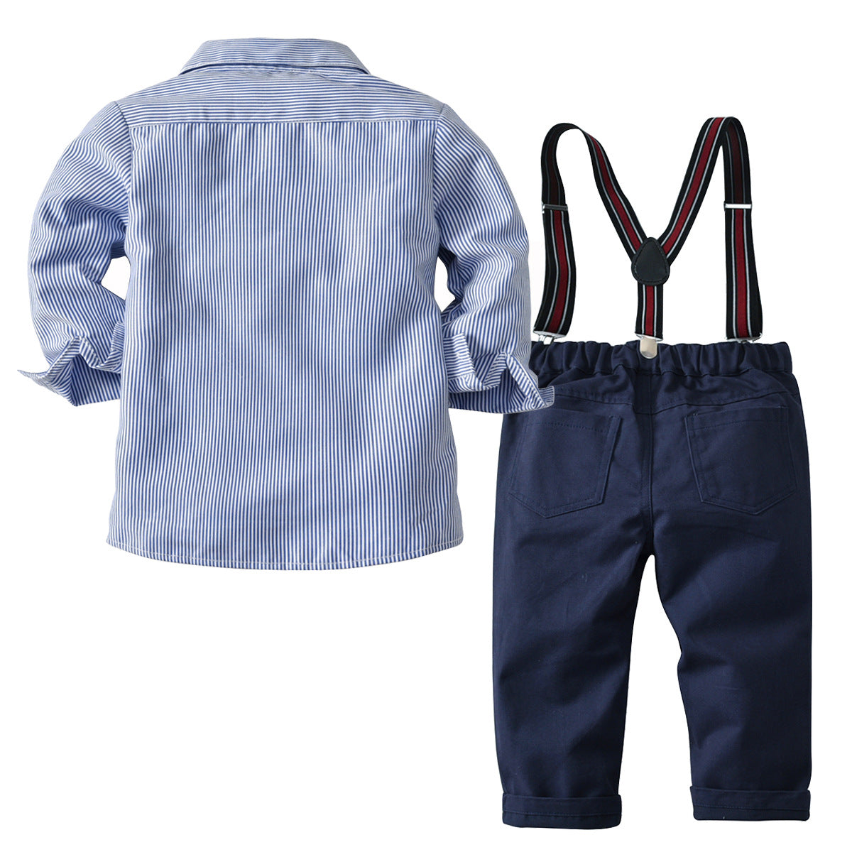 Boys White Long-sleeved Shirt And Pants Suit