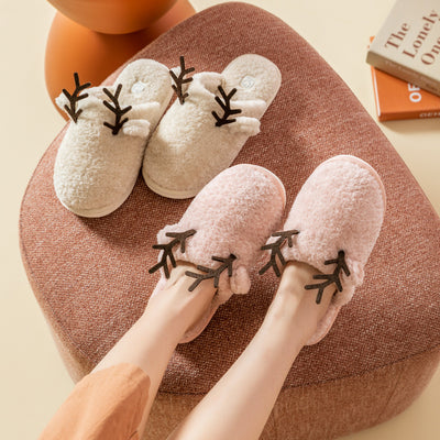 Plush Cotton Slippers For Women's Home Indoor Warm Floor Winter Cotton Shoes