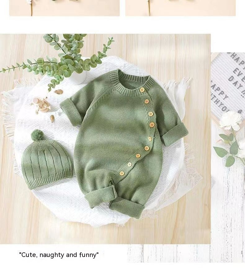 Babies' Knit Jumpsuit Male And Female Baby Sweater