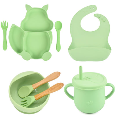 Silicone Children's Tableware Baby Feeding Complementary Food Training Set