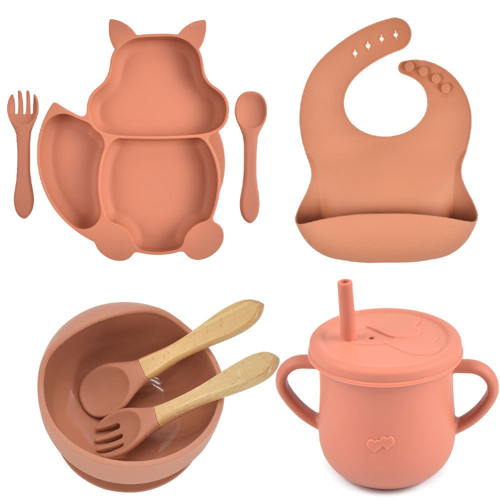 Silicone Children's Tableware Baby Feeding Complementary Food Training Set