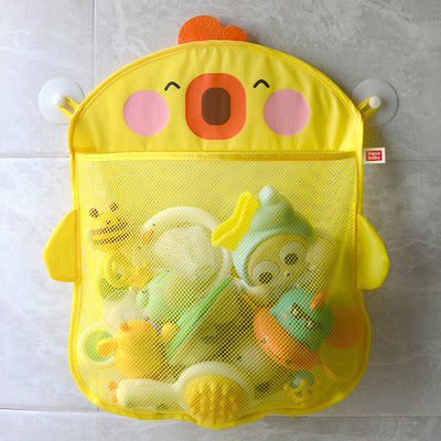 Cartoon Cute Duck Baby Bathing Storage Mesh Bag Bathroom With Suction Cup Hanging