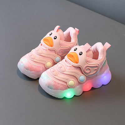 Light Up Baby Girl's New Breathable Mesh Shoes With Soft Sole